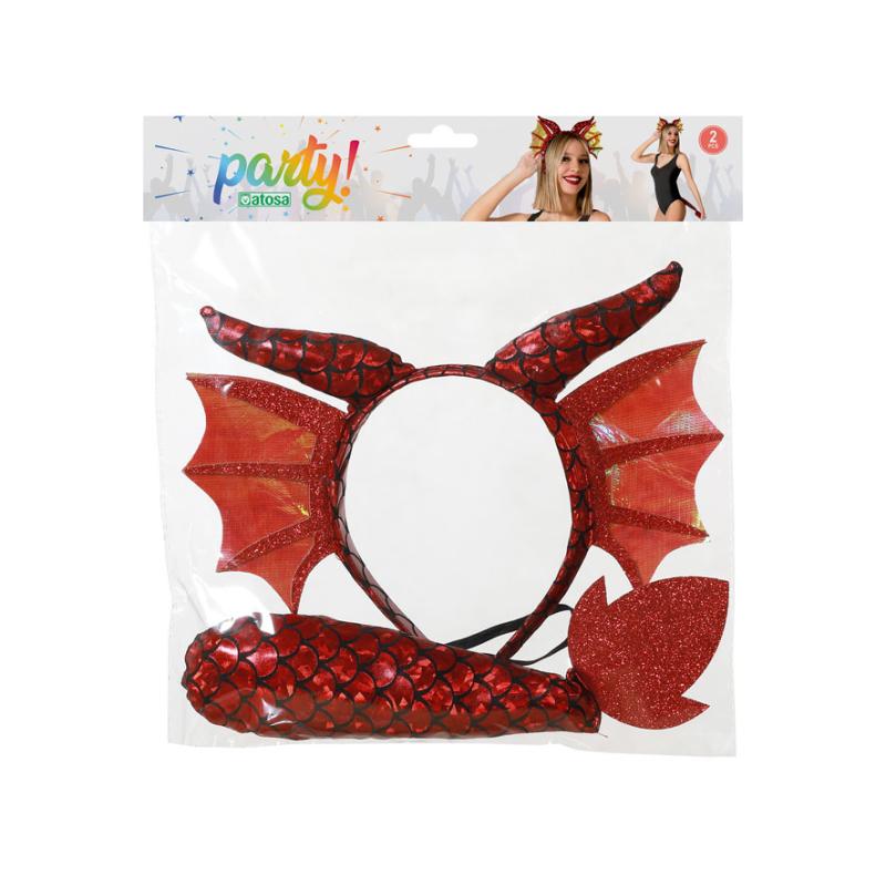 B/sol. diadema y cola dragon rojo