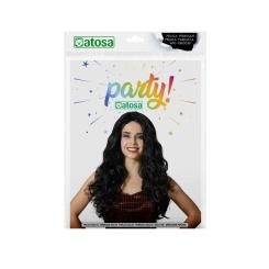 B/cart. peluca larga fantasia ondulada morena