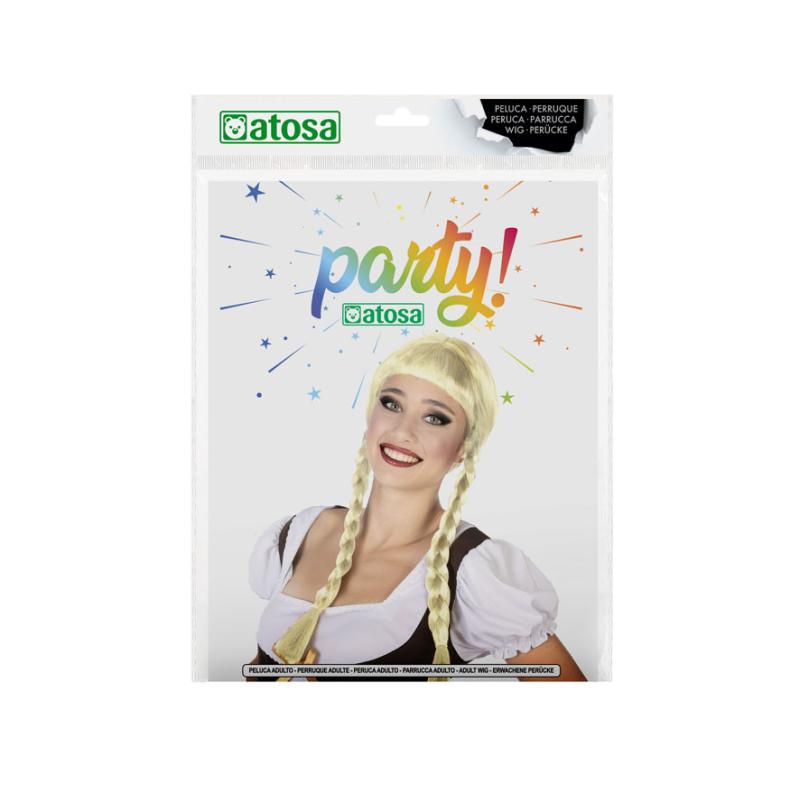 B/cart. peluca trenzas rubia
