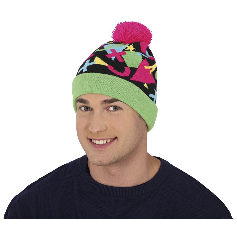 Gorro lana Verde y Rosa