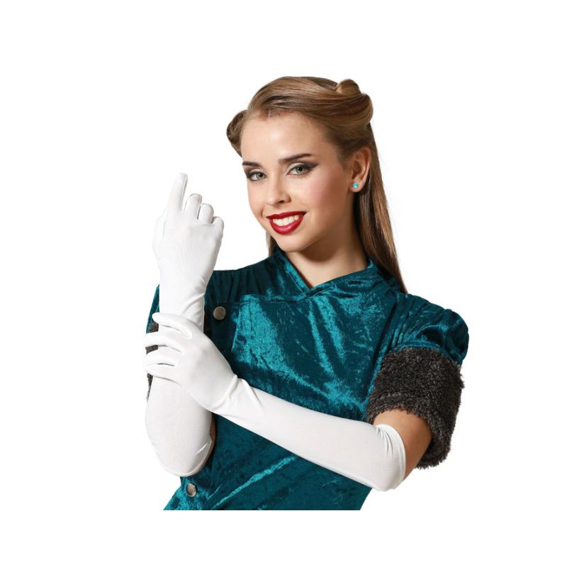 Pack 2 unidades guantes blancos brillantes 40 cm