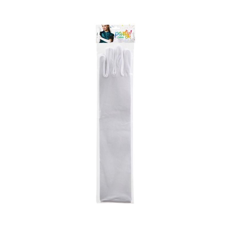 Pack 2 unidades guantes blancos brillantes 40 cm