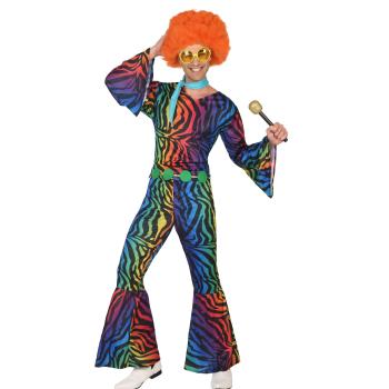 Disfraz disco hombre adulto rayas multicolor