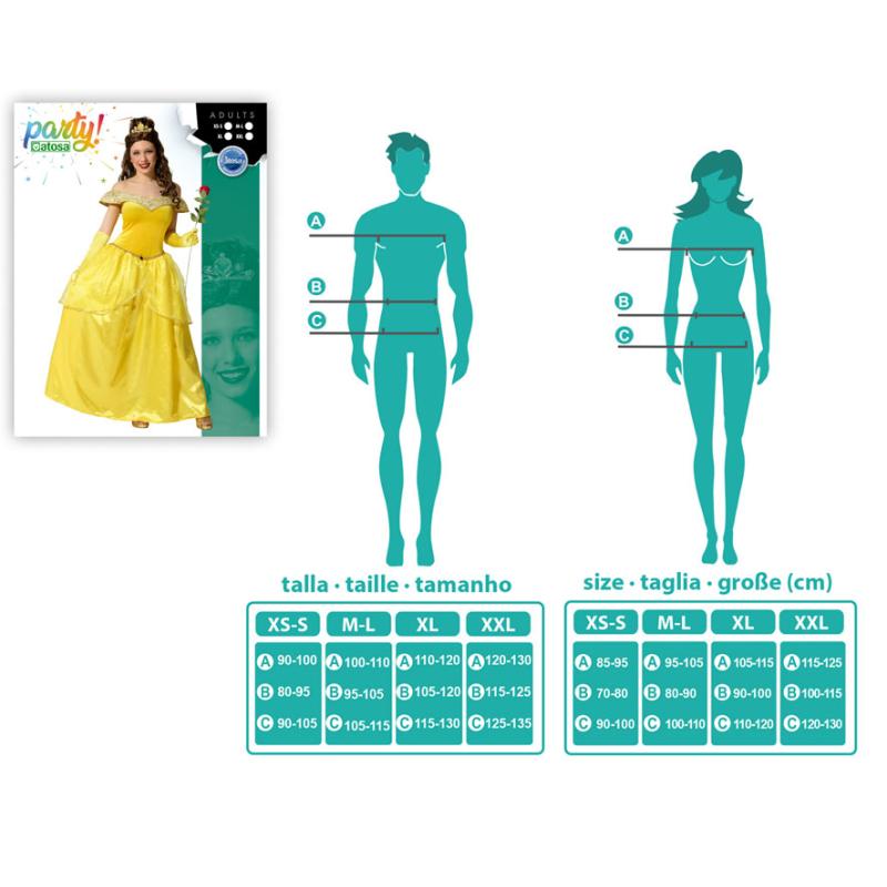 Disfraz princesa dorado mujer adulto vestido