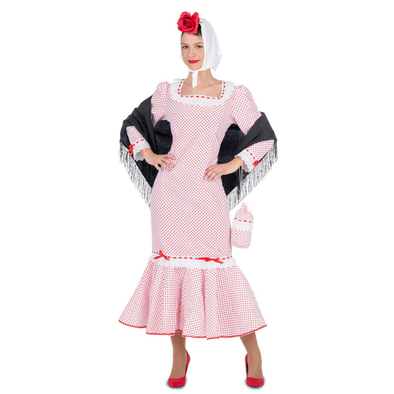 Disfraz de Chulapa Madrileña Blanco para Mujer-OFERTA