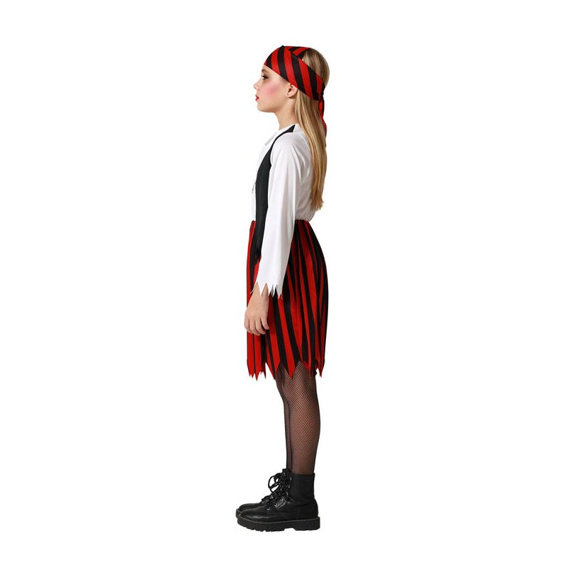 Disfraz Pirata Rojo y Negro para Niña