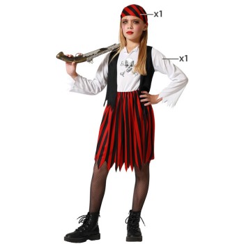 Disfraz Pirata Rojo y Negro para Niña