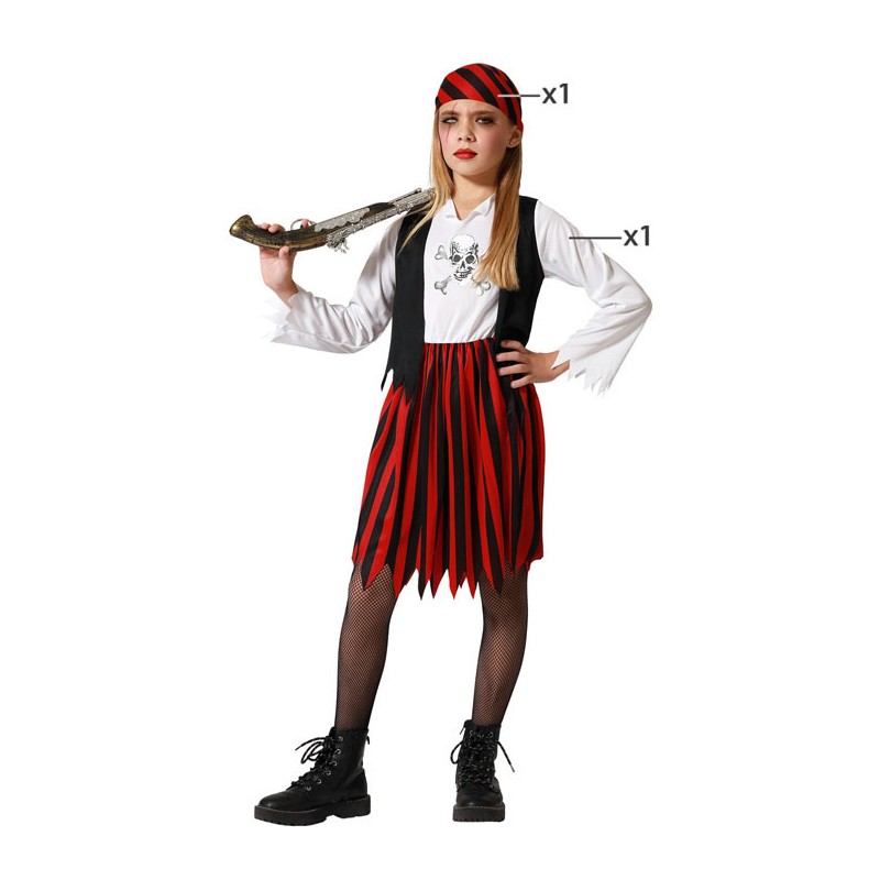 Disfraz Pirata Rojo y Negro para Niña