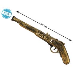 Pistola trabuco pirata dorado de 40 cm para disfraz