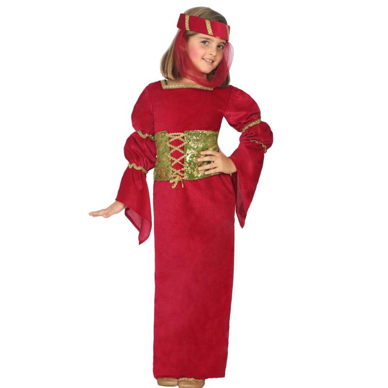 Disfraz dama medieval niÑa infantil rojo