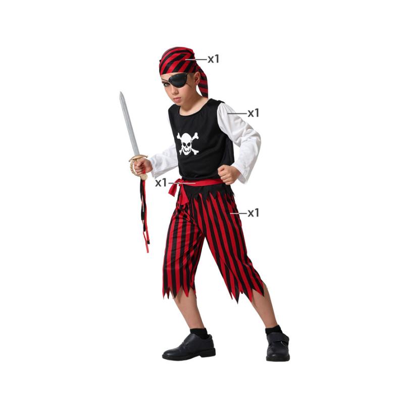 Disfraz pirata rojo negro niÑo infantil