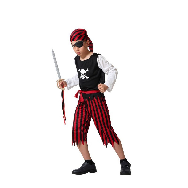 Disfraz Pirata Rojo y Negro niño