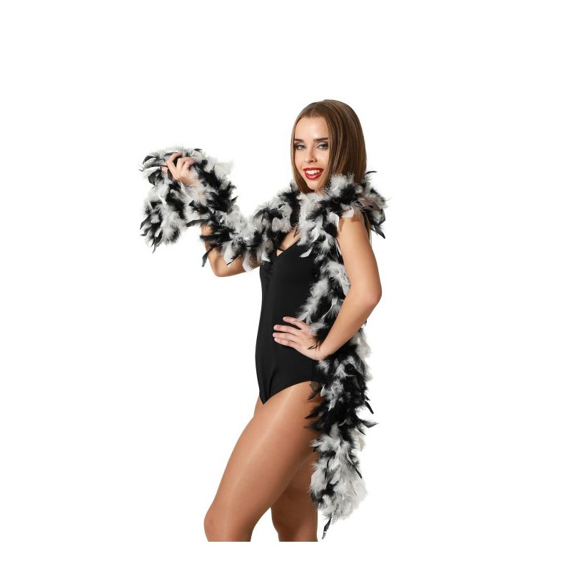 Boa de plumas blanco y negro 45 g