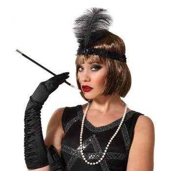 Set Cabaret Diadema Collar Y Cigarrillo