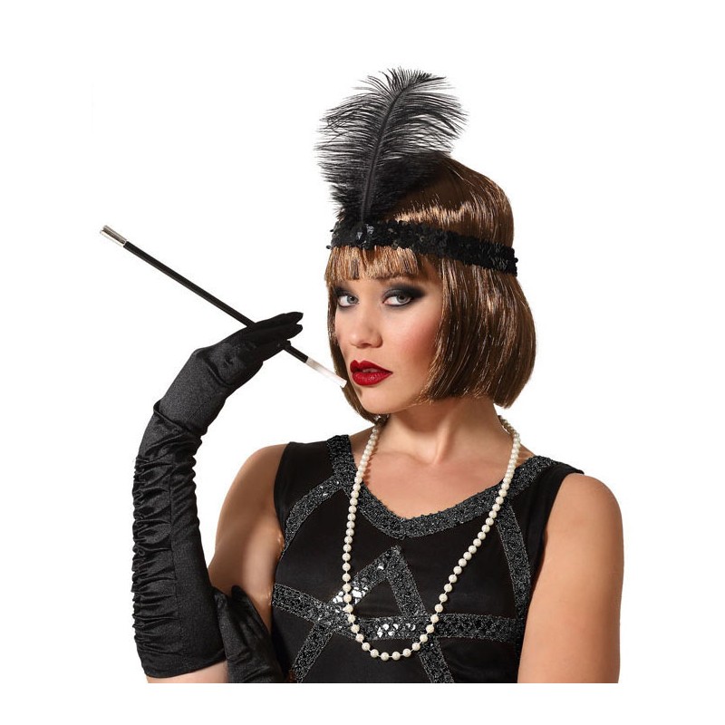 Set Cabaret Diadema Collar Y Cigarrillo