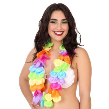 Collar Hawaiano Multicolor Flores Orquídeas