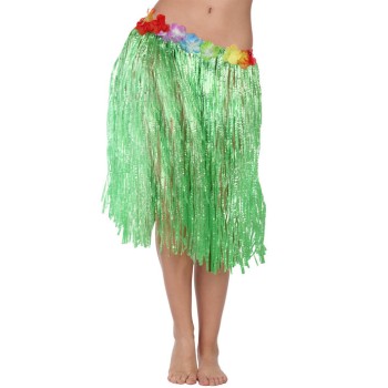 Falda Hawaiana Verde Larga de 41 Cm