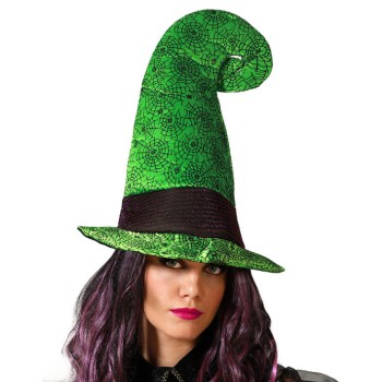 Sombrero de Bruja Verde con Telaraña
