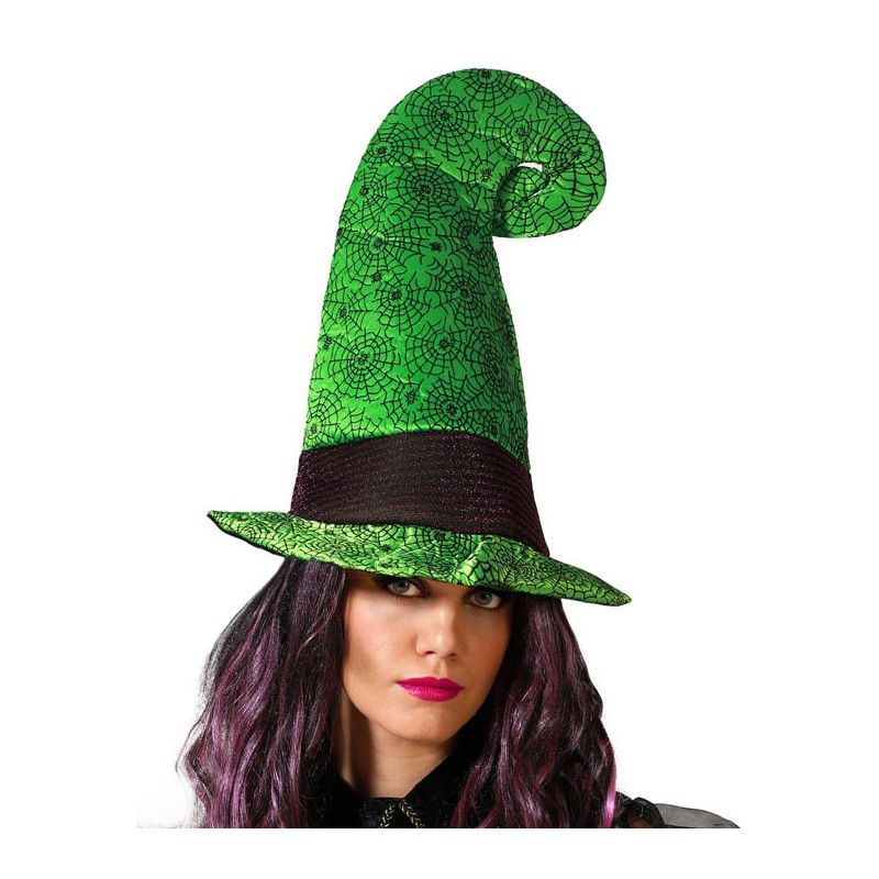 Sombrero de Bruja Verde con Telaraña