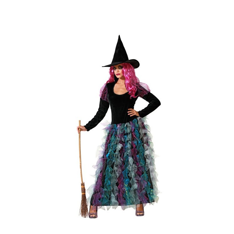 Disfraz Bruja Vestido Verde con Sombrero para Mujer