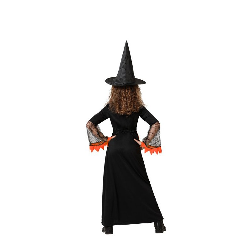 Disfraz de Bruja Naranja Largo para Niña