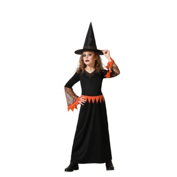 Disfraz de Bruja Naranja Largo para Niña