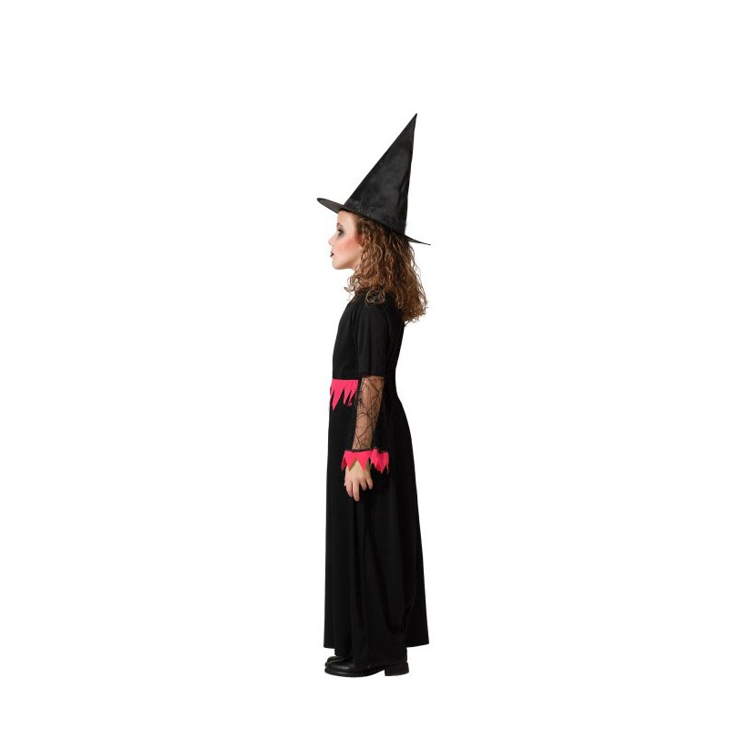 Disfraz de Bruja Rosa largo para Niña