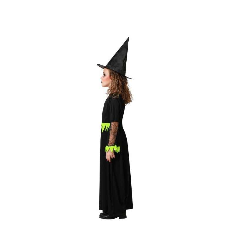 Disfraz de Bruja Verde largo para Niña