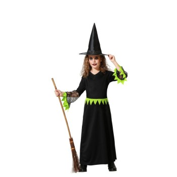 Disfraz de Bruja Verde largo para Niña
