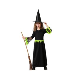 Disfraz de Bruja Verde largo para Niña