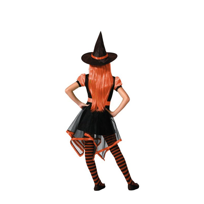 Disfraz de Bruja Naranja Picos para Niña