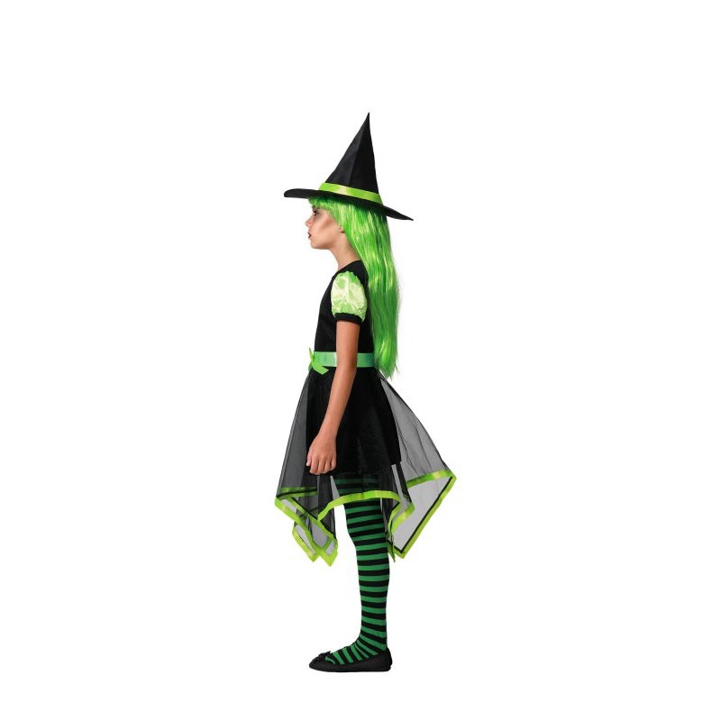 Disfraz de Bruja Verde Picos para Niña