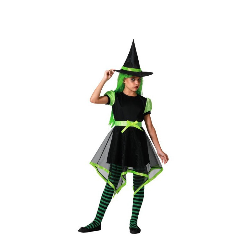 Disfraz de Bruja Verde Picos para Niña