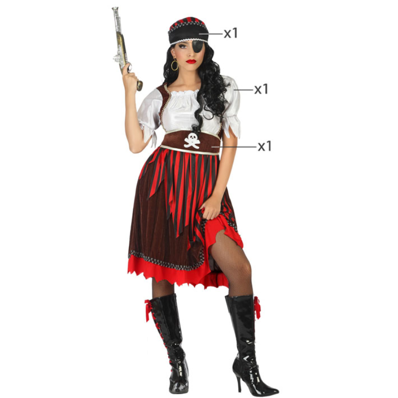 Disfraz de Pirata Rayas Mujer - OFERTA