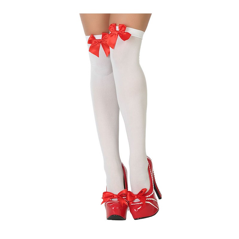 Medias blancas con lazo rojo Mujer