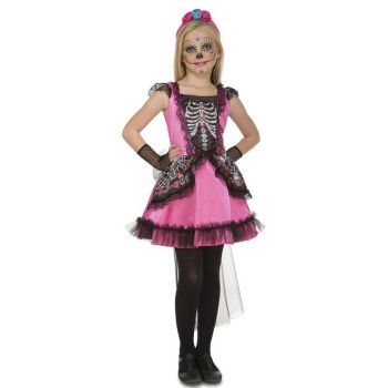 Disfraz de Esqueleto Catrina Rosa para Niña
