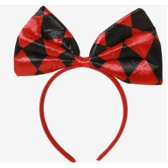 Diadema  Bufón Arlequín Lazo Rojo Negro