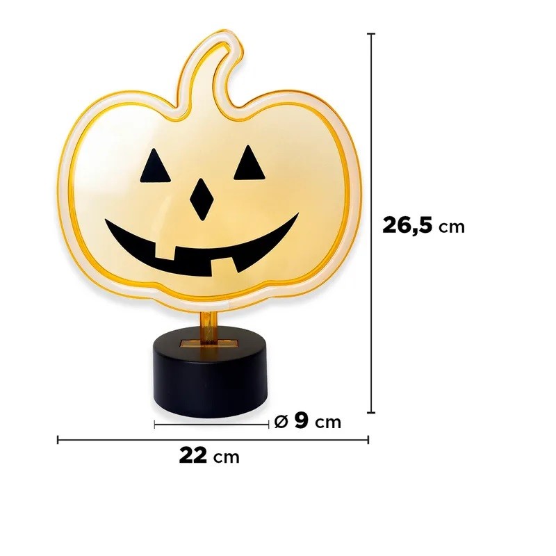 Luz neón de Calabaza con Soporte 23x9x27 cm