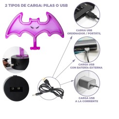 Luz neón de Murciélago con Soporte de 27x9x20 cm