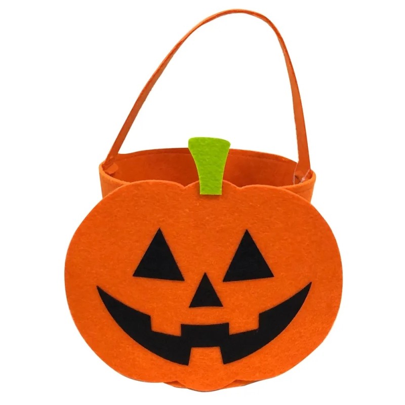 Cubo Calabaza naranja de Fieltro 21x19x22 cm