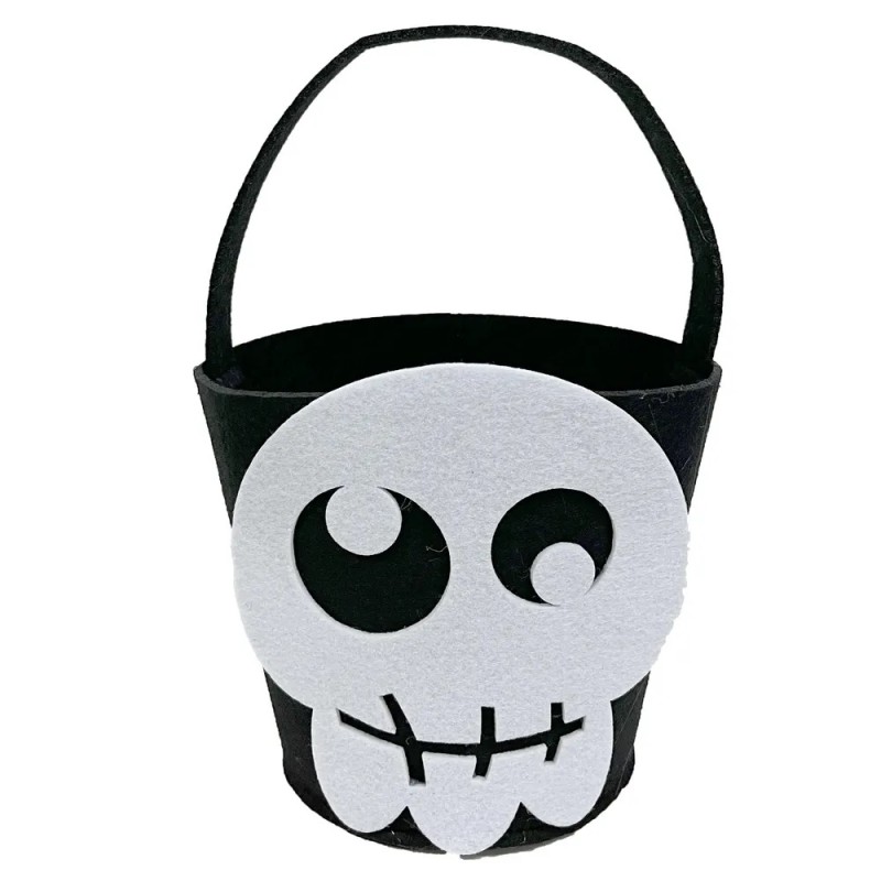 Cubo Calavera de Fieltro blanco y negro...