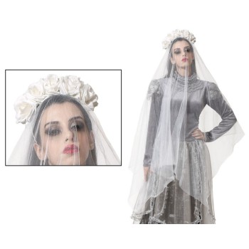 Diadema de Novia Velo Blanco Halloween