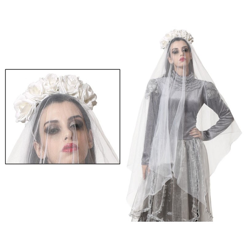 Diadema de Novia Velo Blanco Halloween
