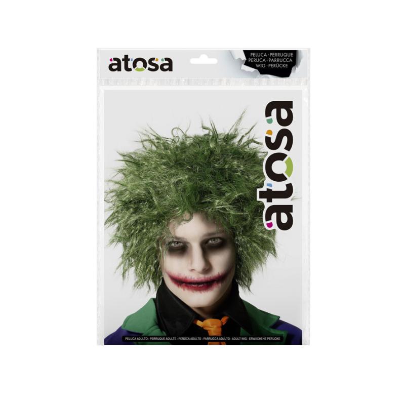 Peluca de payaso verde con rizos voluminosos 130g