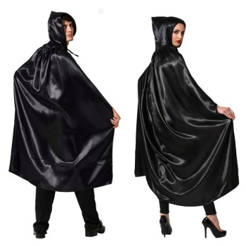 Capa Satén Negro con Capucha 140 cm.
