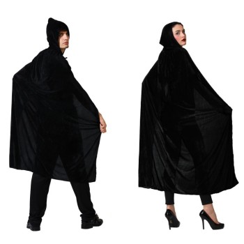 Capa Negra de Terciopelo con Capucha  140cm.