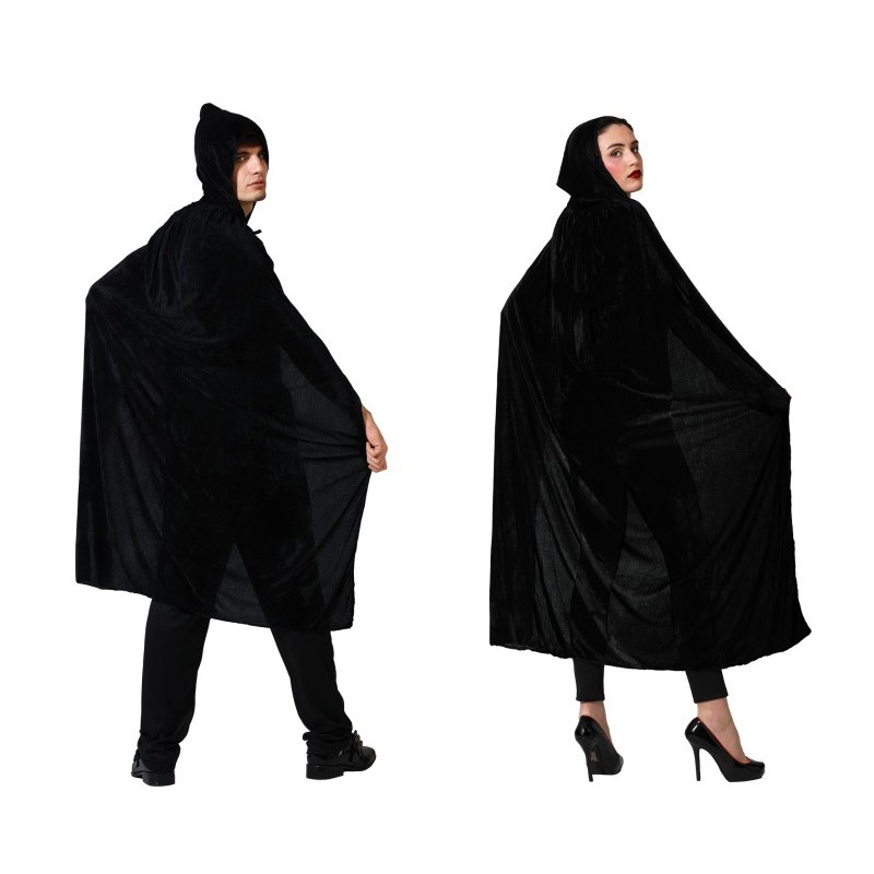 Capa Negra de Terciopelo con Capucha  140cm.