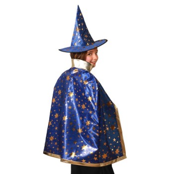 Capa y Sombrero de Mago azul infantil