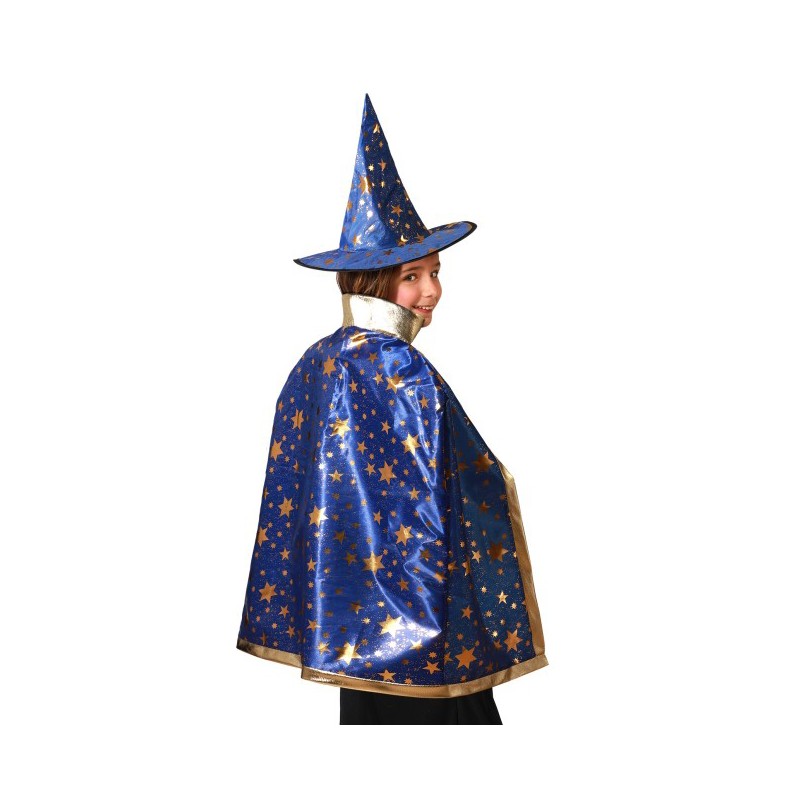 Capa y Sombrero de Mago azul infantil