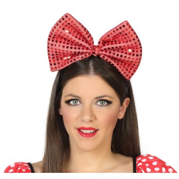 Diadema Lazo Rojo Lentejuelas